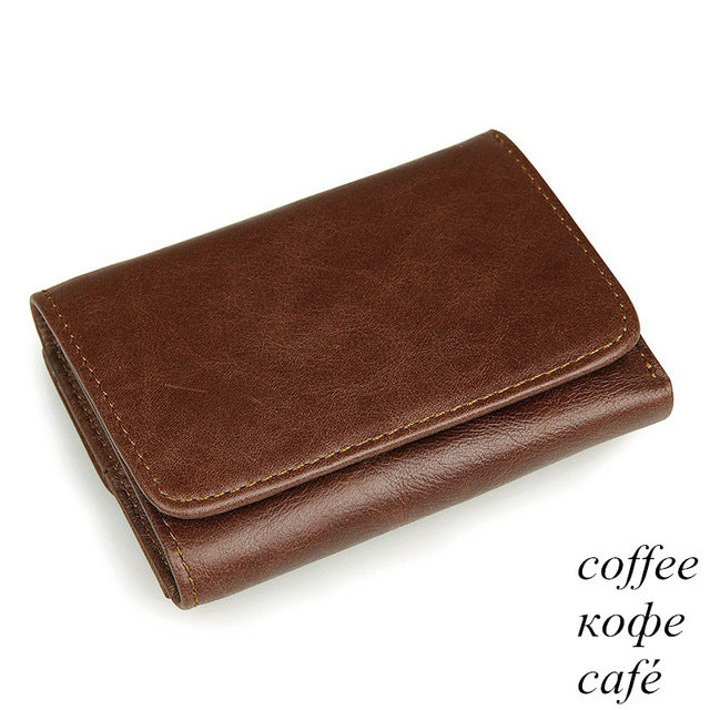Genuine Leather Trifold Wallet with Coin Pocket