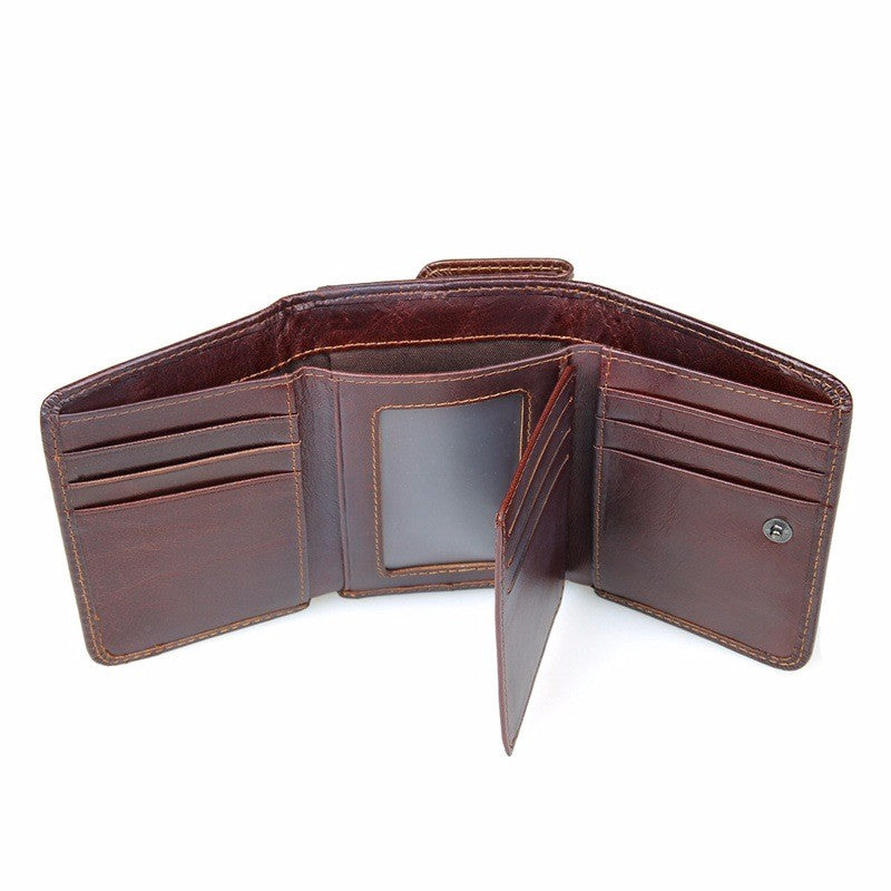 Genuine Leather Trifold Wallet with Coin Pocket