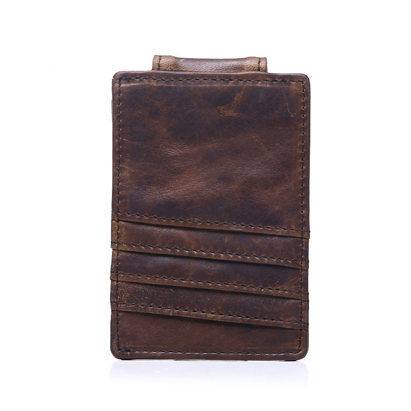 Genuine Leather Money Clip with Card Holder