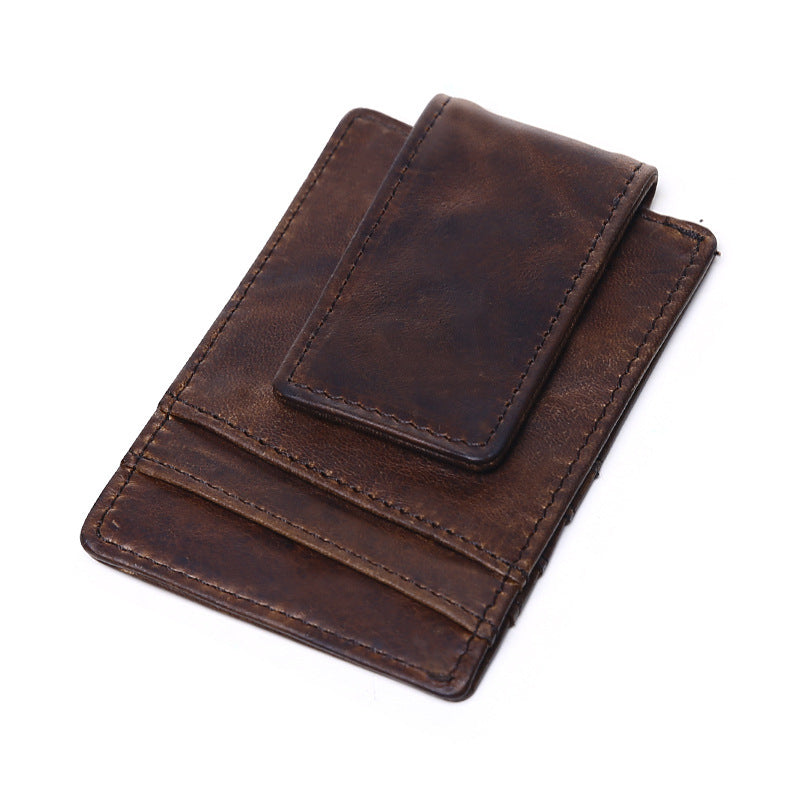 Genuine Leather Money Clip with Card Holder
