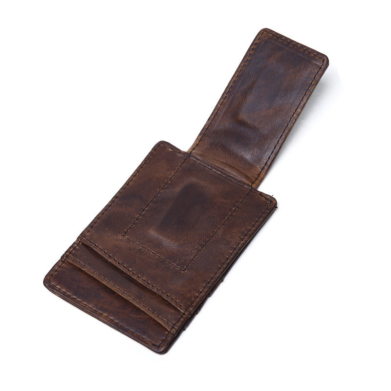 Genuine Leather Money Clip with Card Holder