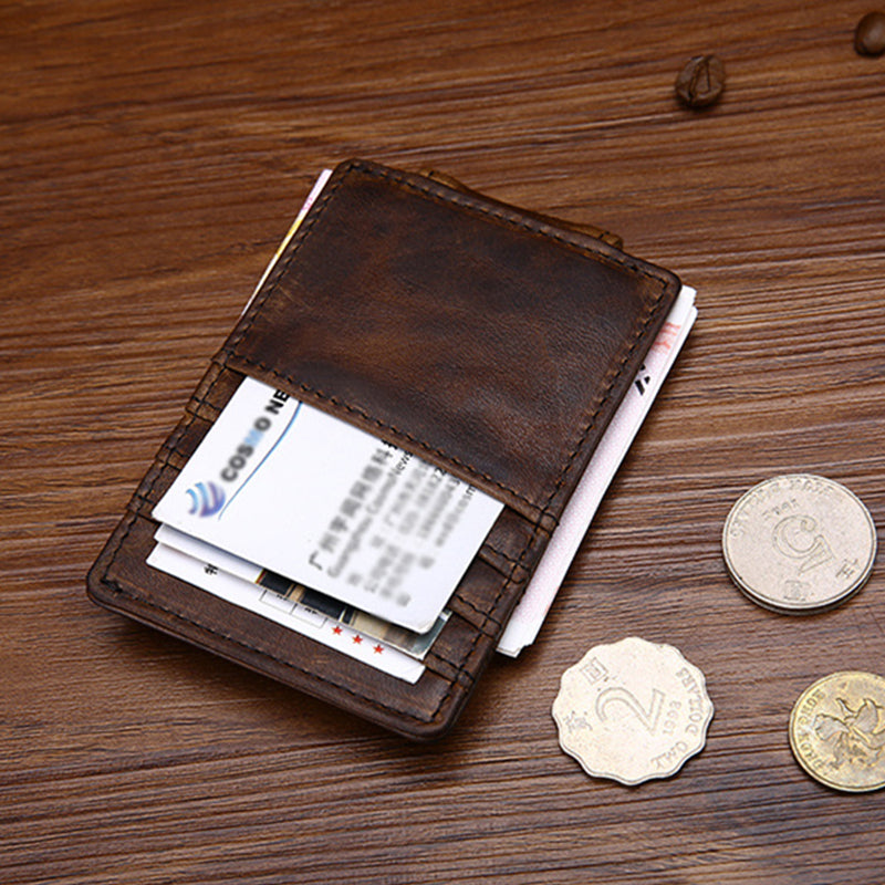 Genuine Leather Money Clip with Card Holder