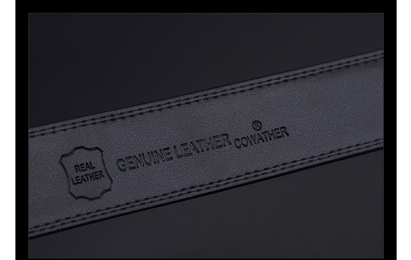Cowather Black Genuine Leather Belt - CZ006