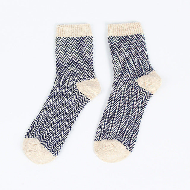 5 Pairs Ripples Pattern Warm Wool Socks
