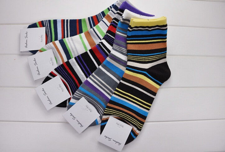5 Pairs Cotton Stripe Socks