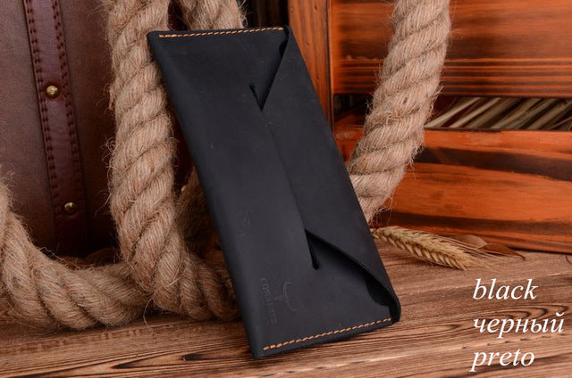 Genuine Leather Men's Compact Long Wallet