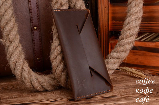 Genuine Leather Men's Compact Long Wallet