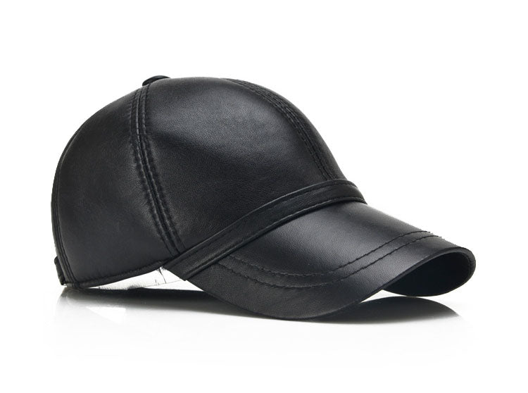 Black Sheepskin Leather Baseball Cap