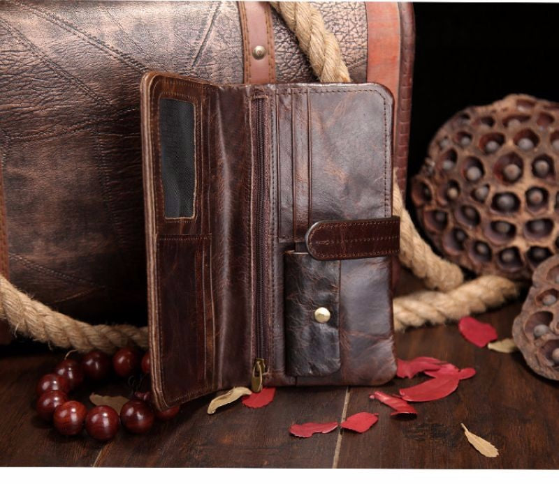 Genuine Leather Long Wallet