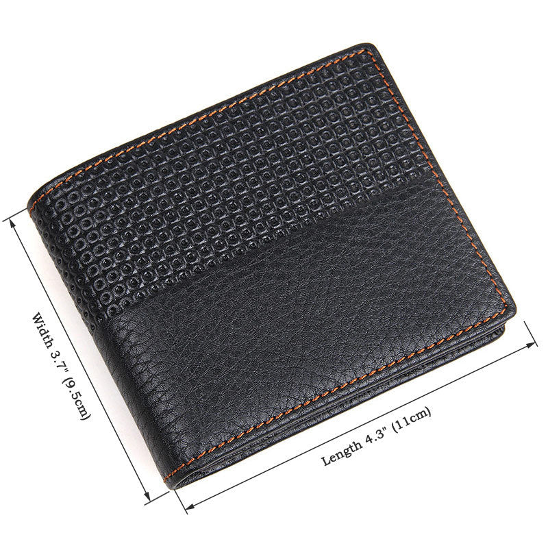Black Pattern Genuine Leather Men's Wallet