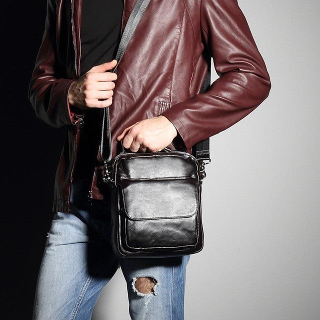 Genuine Leather Men Messenger Bag