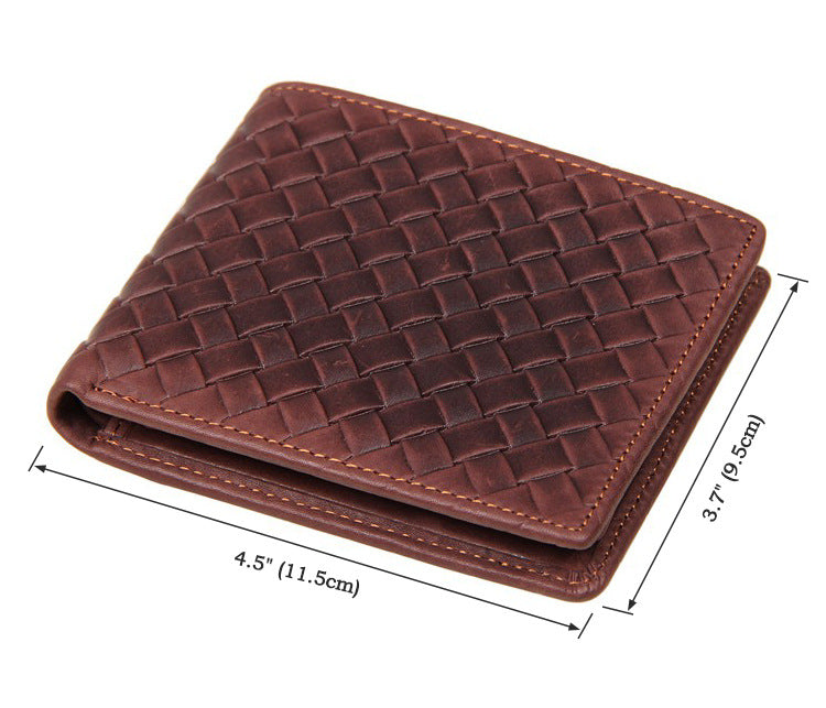 Knitted Pattern Genuine Leather Wallet