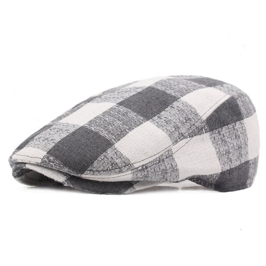 Retro Vintage Plaid Beret Hat