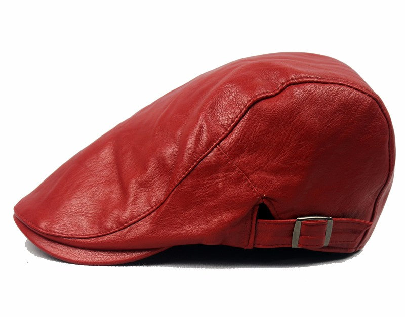 Classic Faux Leather Beret Hat