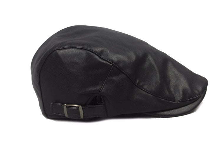 Classic Faux Leather Beret Hat