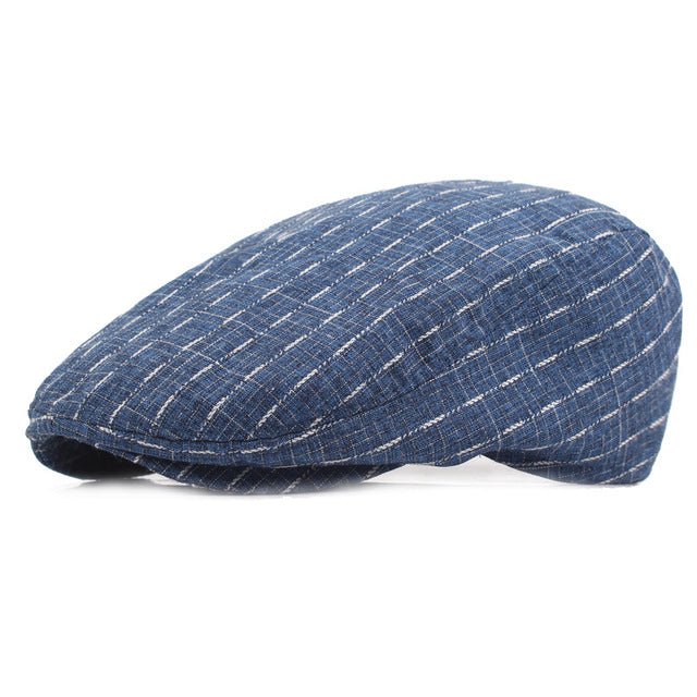 Cotton Striped Beret Hat