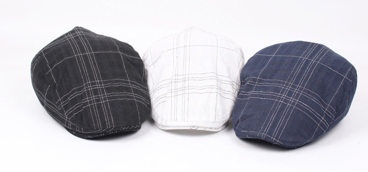 Check Pattern Cotton Retro Beret Hat