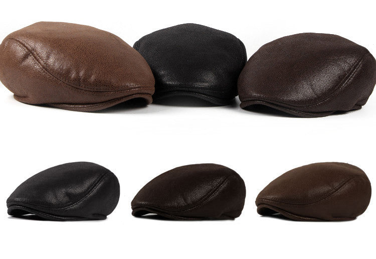 Faux Leather Newsboy Cap