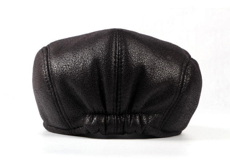 Faux Leather Newsboy Cap