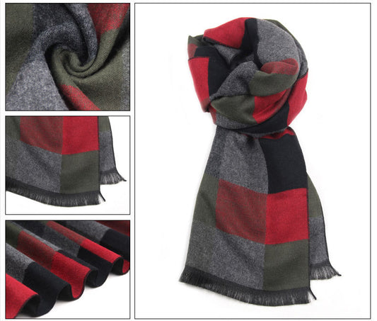 European Style Men's Cashmere Plaid Scarf