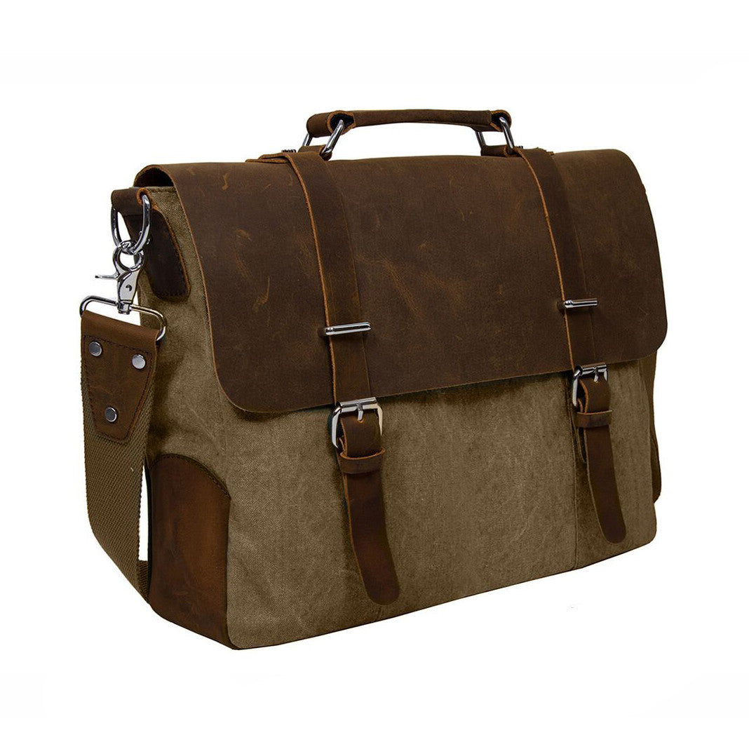 ECOSUSI Vintage Canvas Leather 14.7" Laptop Messenger Bag Men Satchel Briefcase