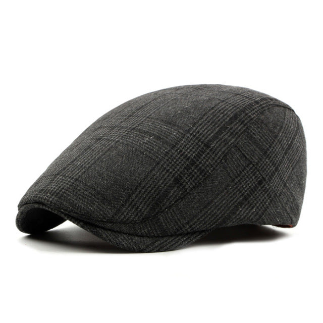 British Style Men's Plaid Beret Hat