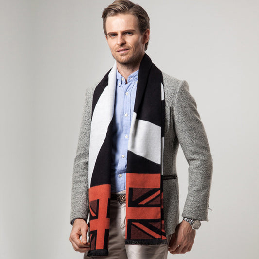 New England Patchwork Style Men's Cashmere Scarf