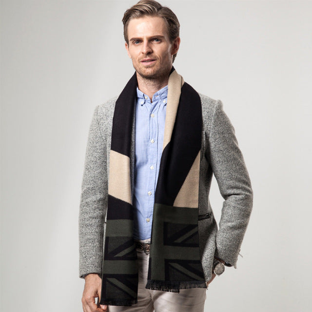 New England Patchwork Style Men's Cashmere Scarf