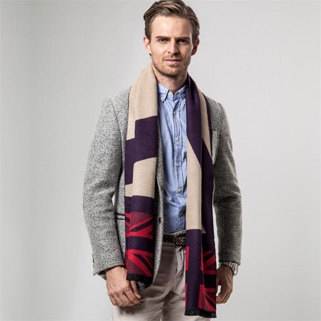 New England Patchwork Style Men's Cashmere Scarf