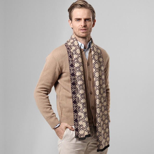 Winter Men's Plaid Cashmere Scarf