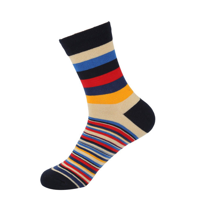 5 Pairs Stripe Cotton Crew Socks