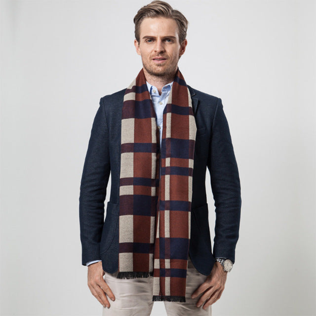 Men's Plaid Style Cashmere Scarf