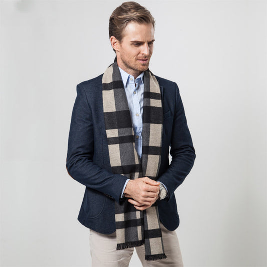 Men's Plaid Style Cashmere Scarf