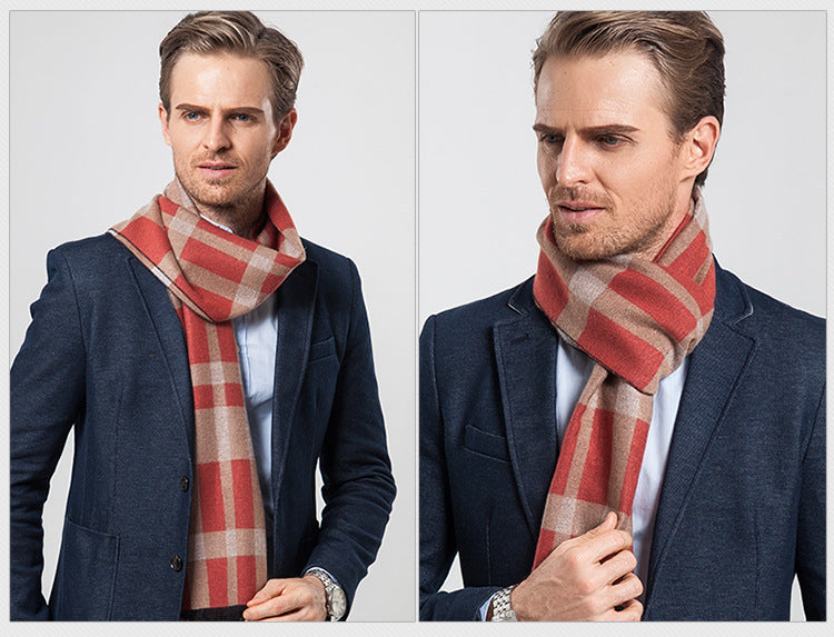 Men's Plaid Style Cashmere Scarf