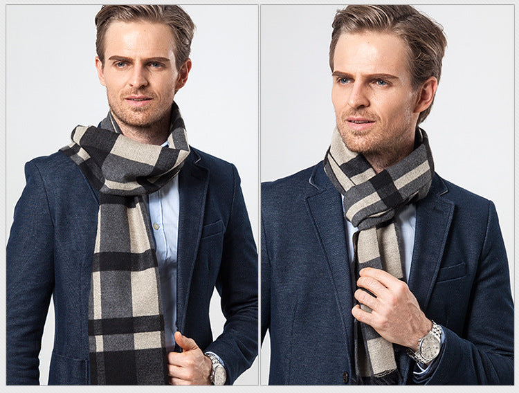 Men's Plaid Style Cashmere Scarf