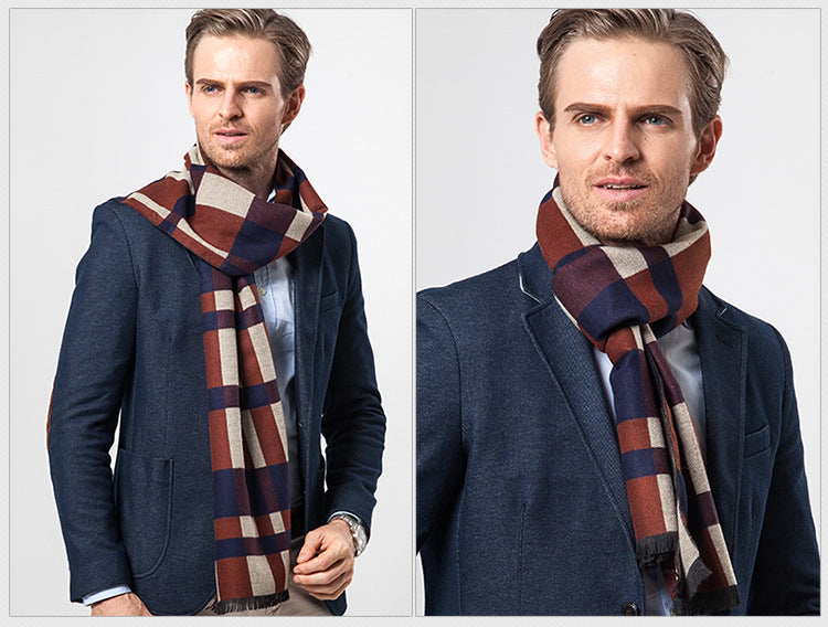 Men's Plaid Style Cashmere Scarf