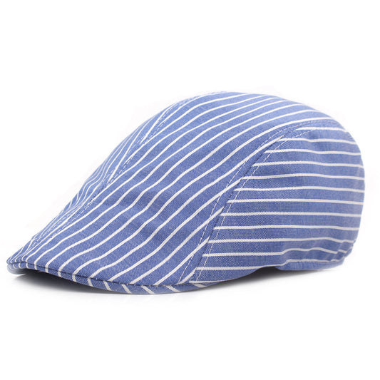 Cotton Striped Beret Hat