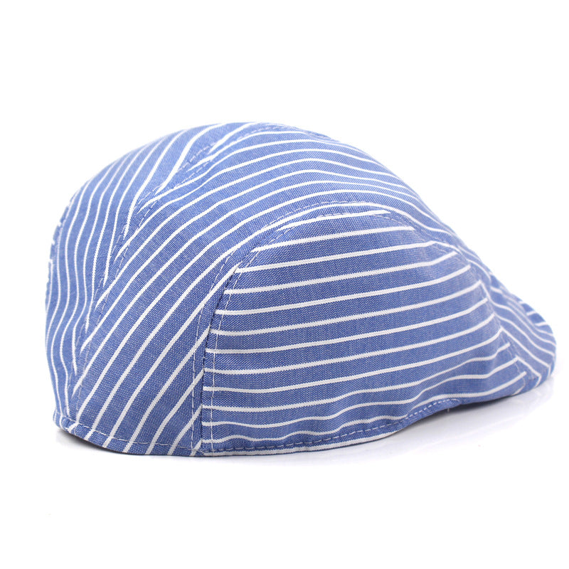 Cotton Striped Beret Hat