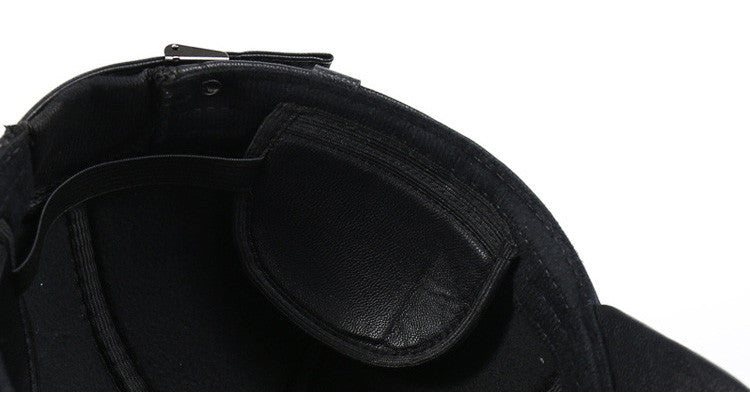 Faux Leather Baseball Cap with Ear Flaps