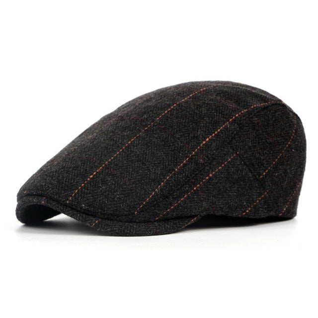 Plaid Woolen Beret Hat