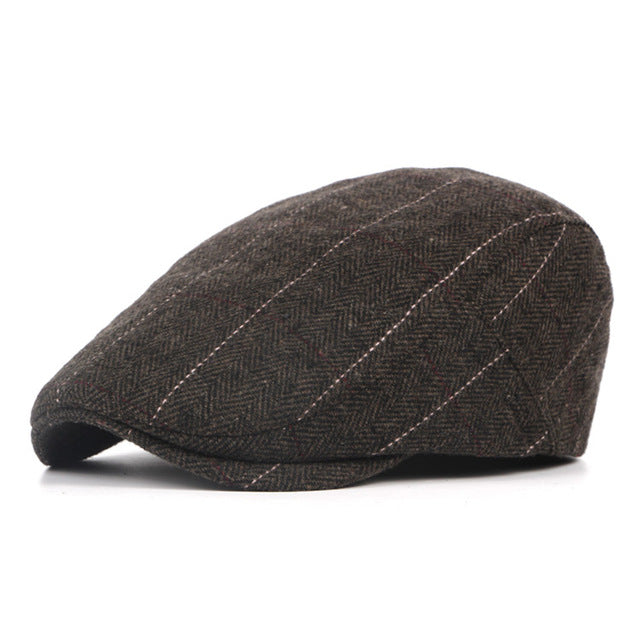 Plaid Woolen Beret Hat