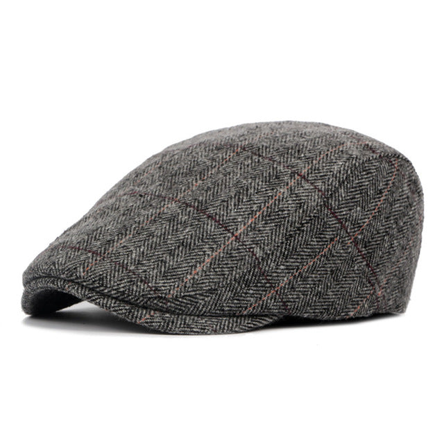 Plaid Woolen Beret Hat