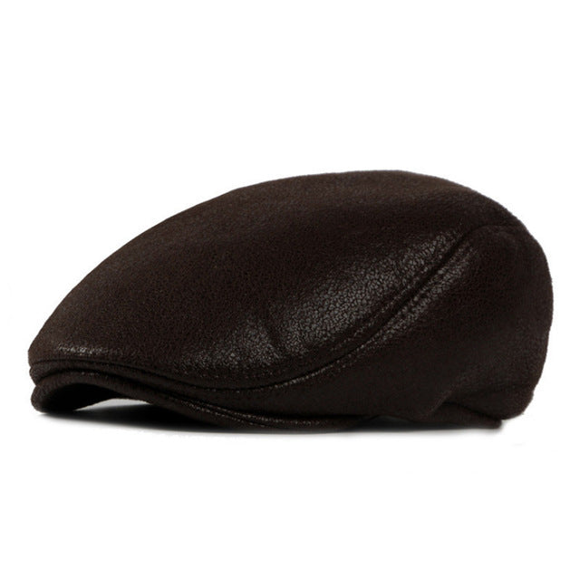 Faux Leather Newsboy Cap