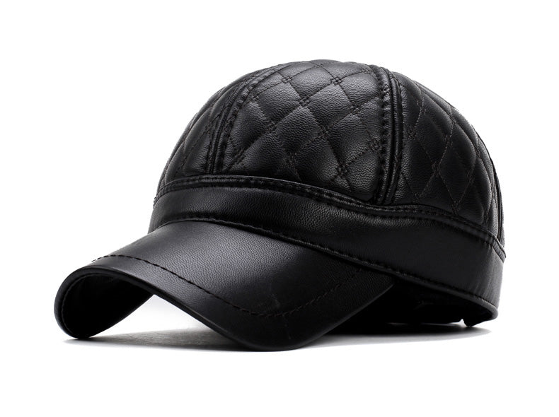 Black Winter Baseball Cap with Ear Flaps