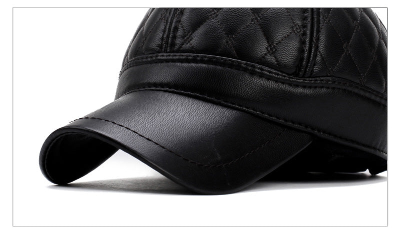 Black Winter Baseball Cap with Ear Flaps