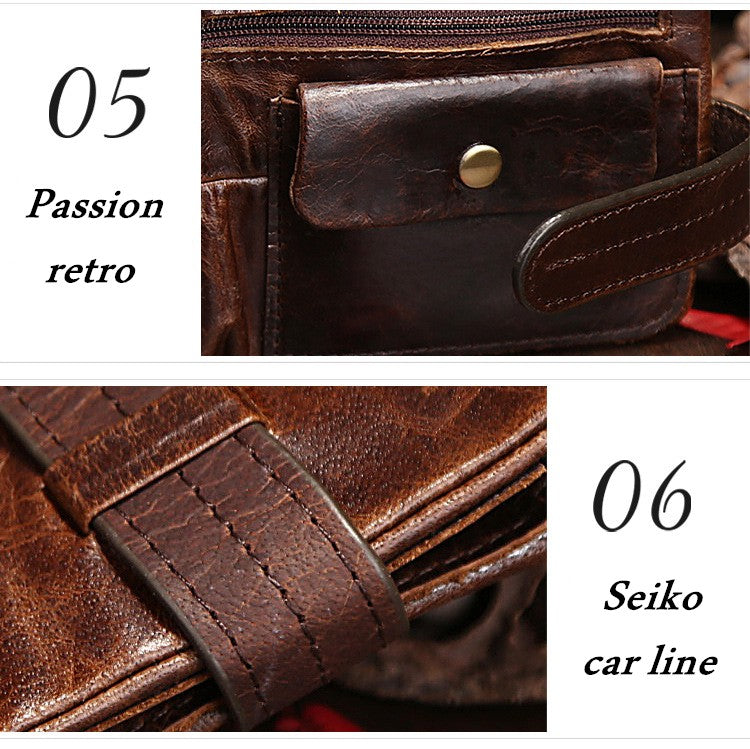 Belt Fastening Genuine Leather Men's Wallet